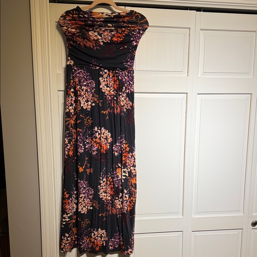 Floral Strapless Maxi Dress - Elegant Evening Wear